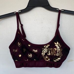 PINK Sports Bra with Gold Details